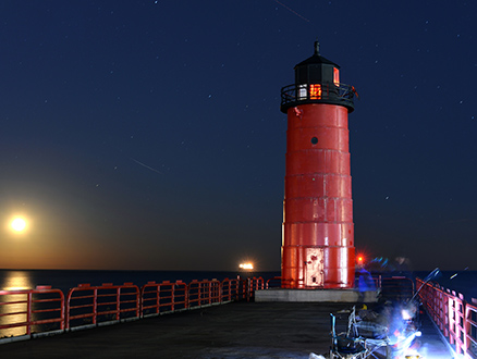 Lighthouse in Charlevoix at night